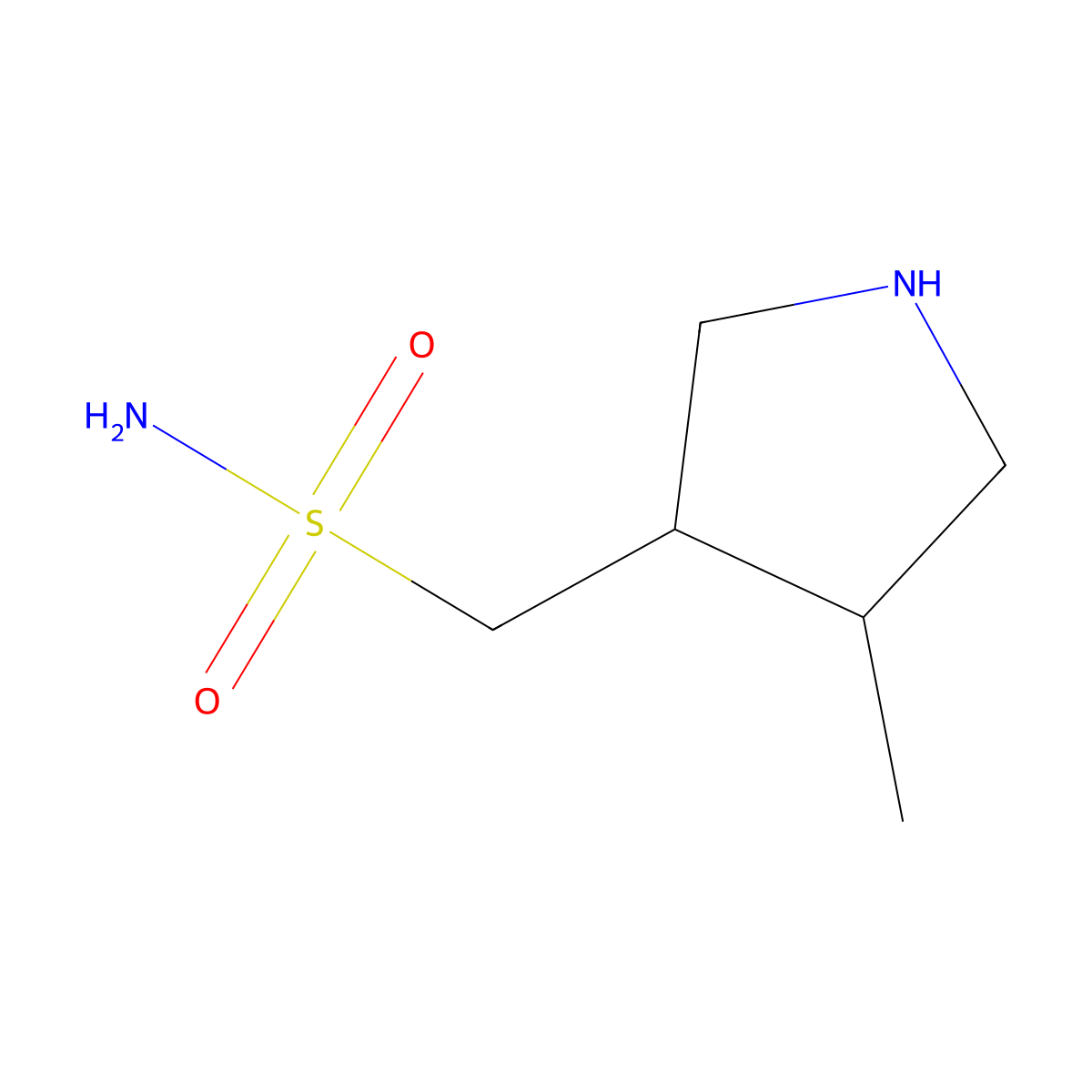(4-Methylpyrrolidin-3-yl)methanesulfonamide molecular structure, CAS 2172480-36-1