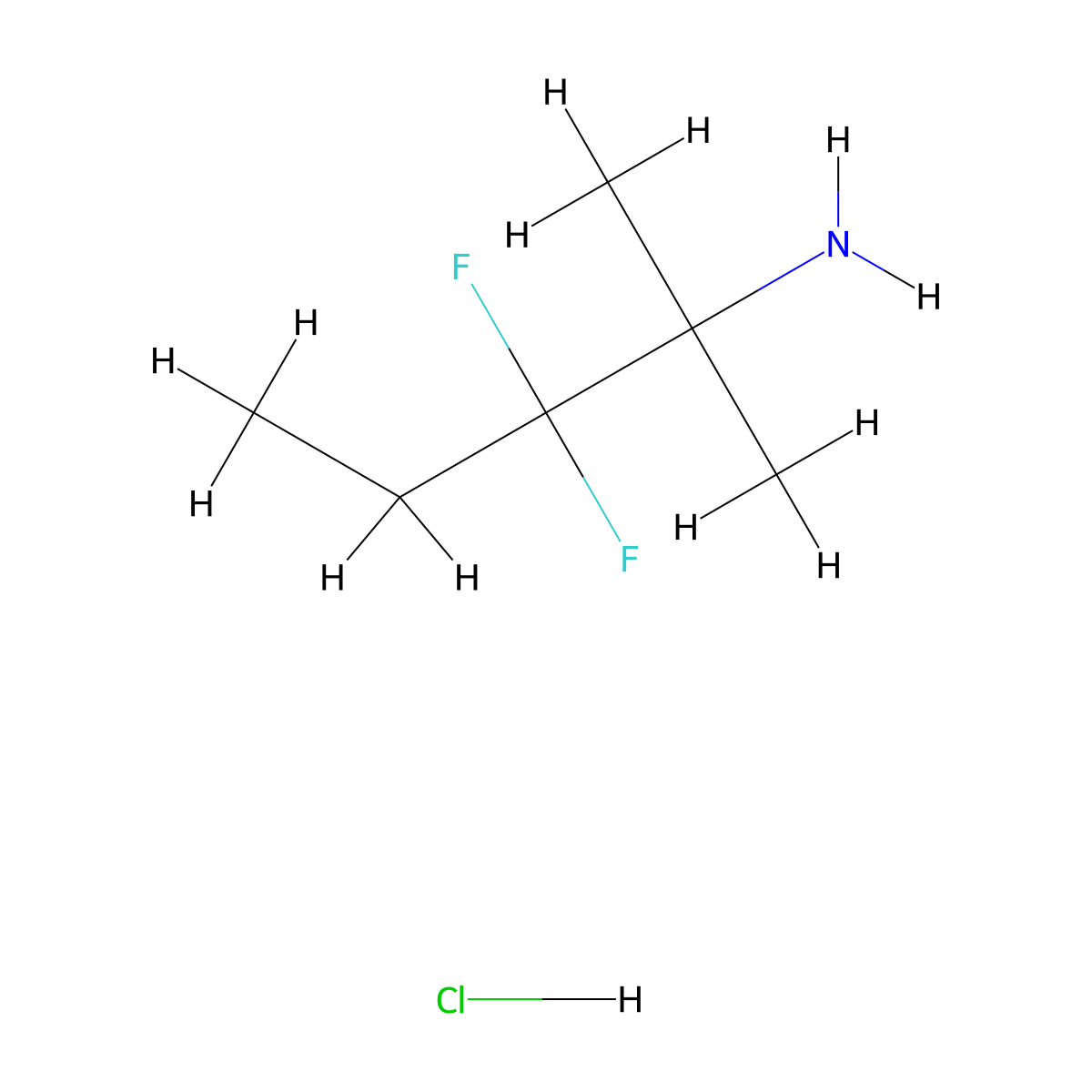 3,3-Difluoro-2-methylpentan-2-amine hydrochloride molecular structure, CAS 2172480-62-3