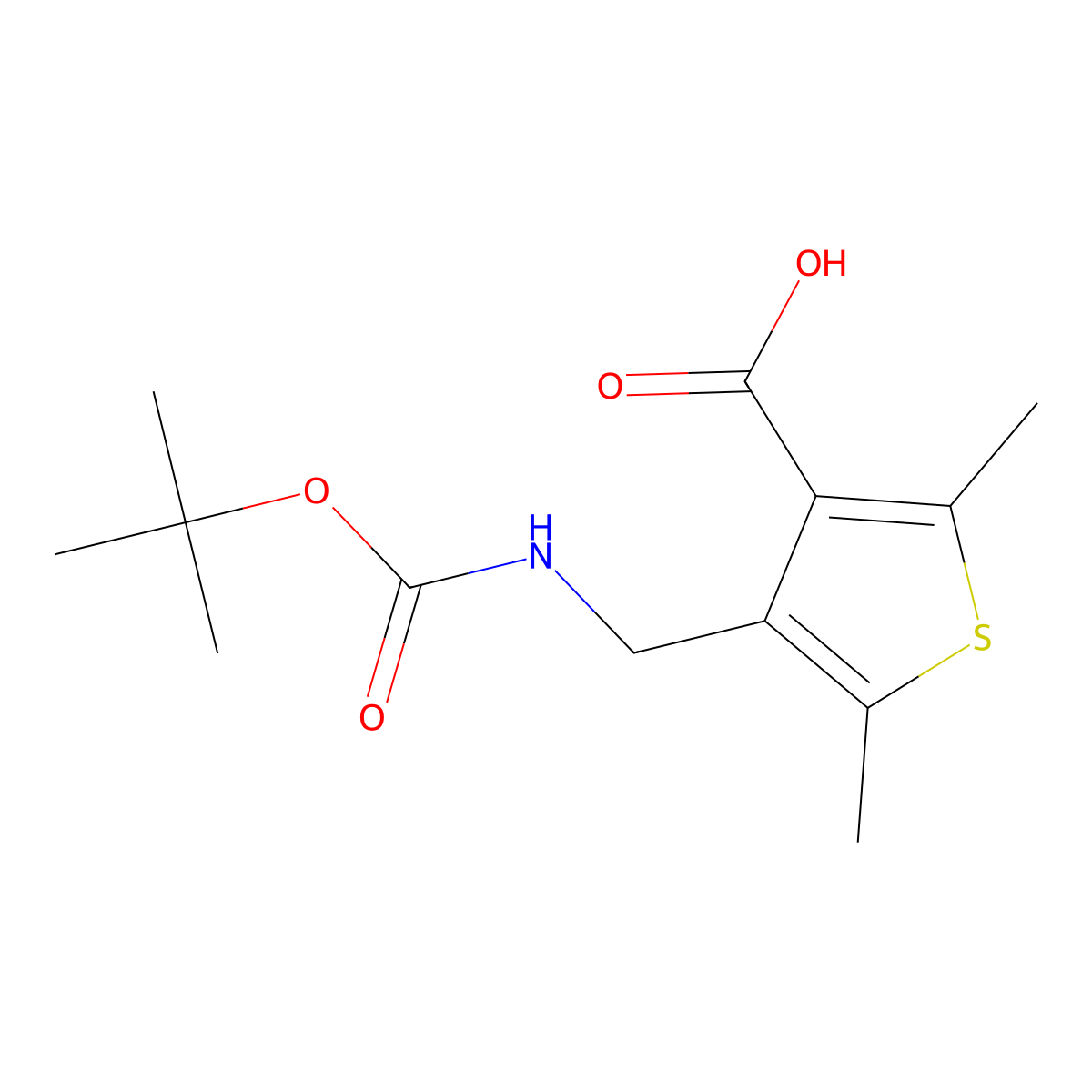 4-({[(Tert-butoxy)carbonyl]amino}methyl)-2,5-dimethylthiophene-3-carboxylic acid molecular structure, CAS 2172480-81-6