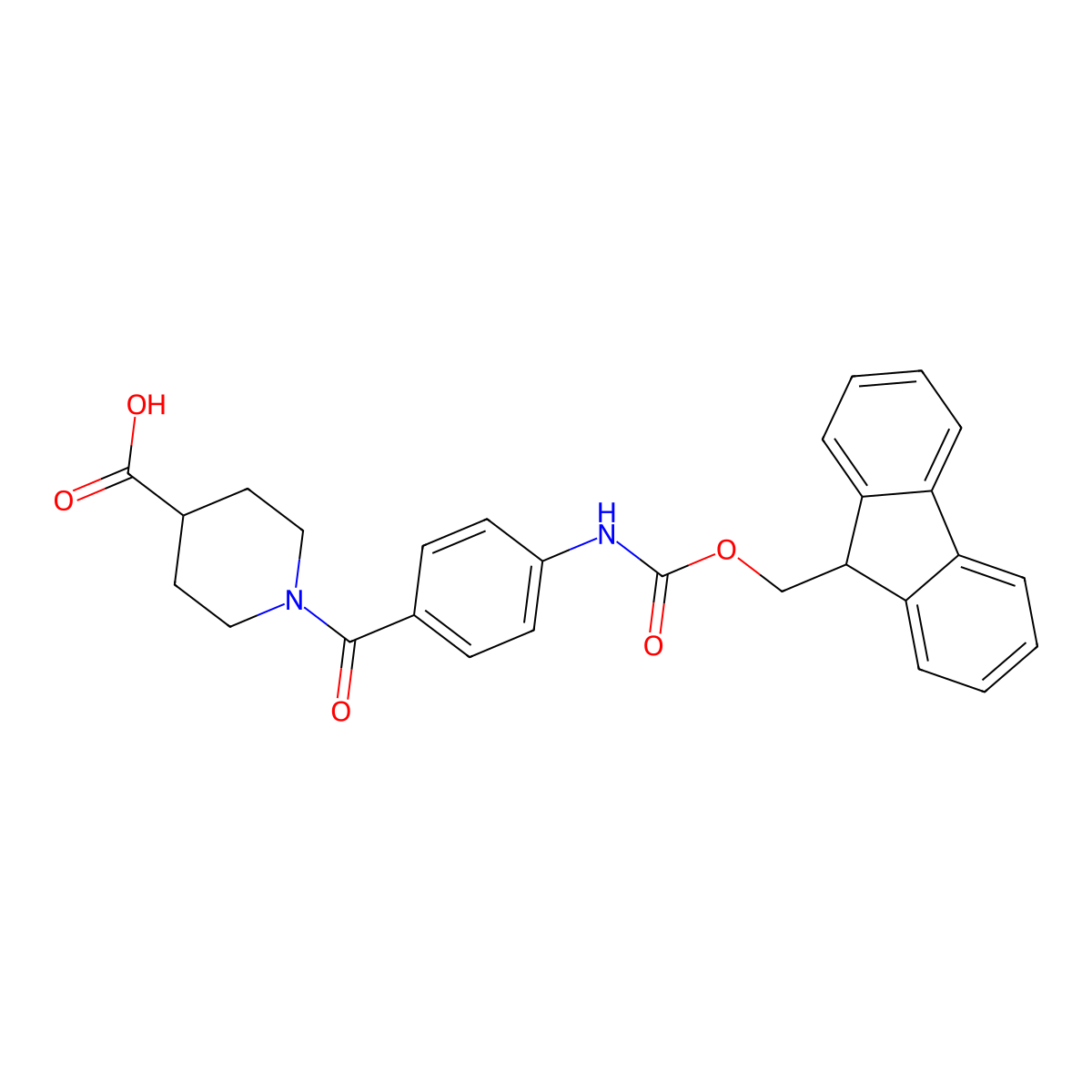 1-[4-({[(9H-fluoren-9-yl)methoxy]carbonyl}amino)benzoyl]piperidine-4-carboxylic acid molecular structure, CAS 2172482-47-0