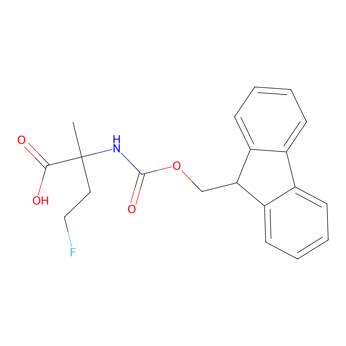 2-({[(9H-fluoren-9-yl)methoxy]carbonyl}amino)-4-fluoro-2-methylbutanoic acid molecular structure, CAS 2172487-27-1