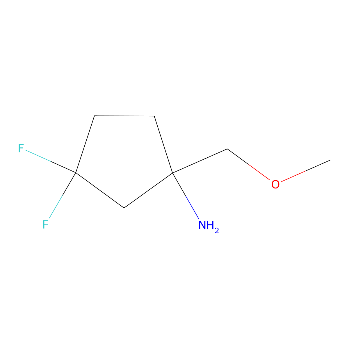 3,3-Difluoro-1-(methoxymethyl)cyclopentan-1-amine molecular structure, CAS 2172487-68-0