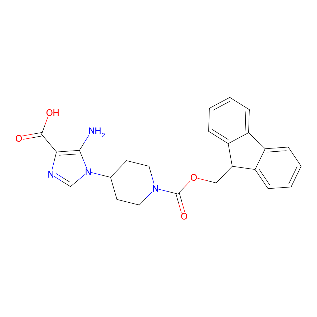 5-amino-1-(1-{[(9H-fluoren-9-yl)methoxy]carbonyl}piperidin-4-yl)-1H-imidazole-4-carboxylic acid molecular structure, CAS 2172489-17-5