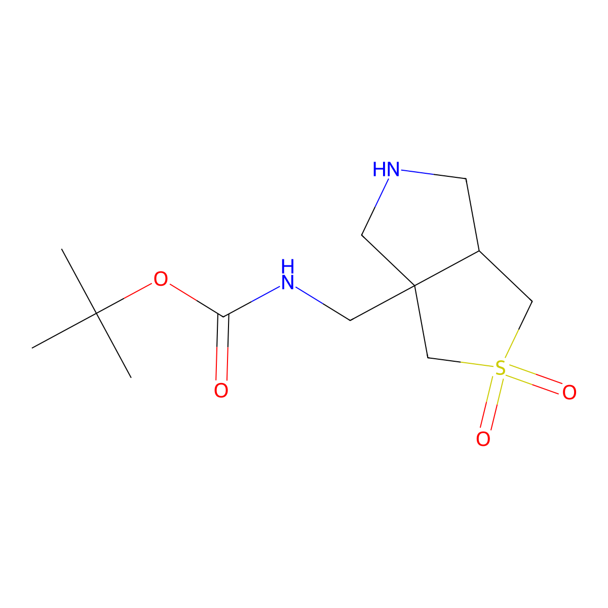 tert-butyl N-[(2,2-dioxo-hexahydro-1H-2lambda6-thieno[3,4-c]pyrrol-3a-yl)methyl]carbamate molecular structure, CAS 2172489-36-8