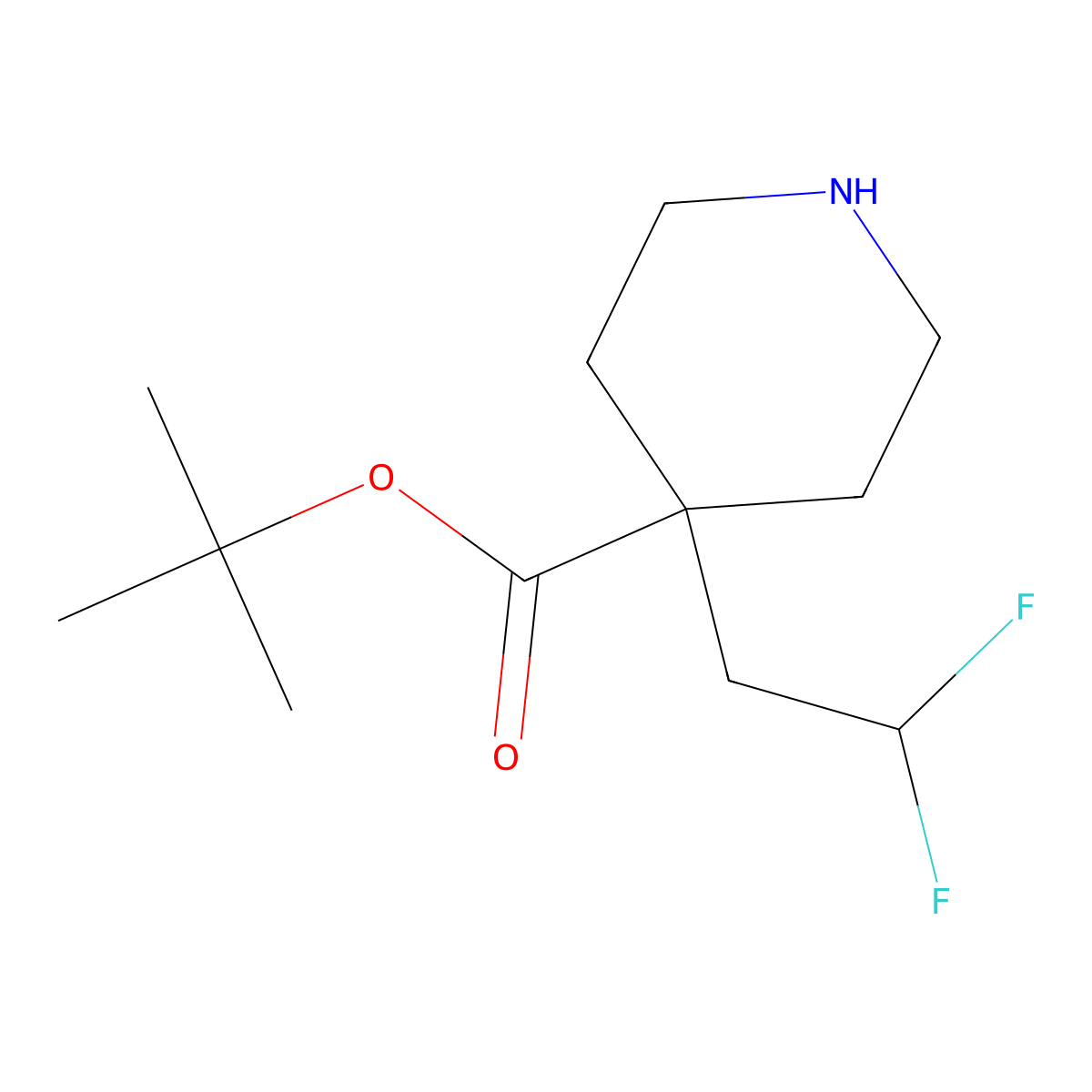 Tert-butyl 4-(2,2-difluoroethyl)piperidine-4-carboxylate molecular structure, CAS 2172489-72-2