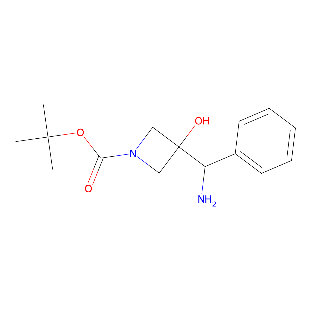 Tert-butyl 3-[amino(phenyl)methyl]-3-hydroxyazetidine-1-carboxylate molecular structure, CAS 2172490-50-3