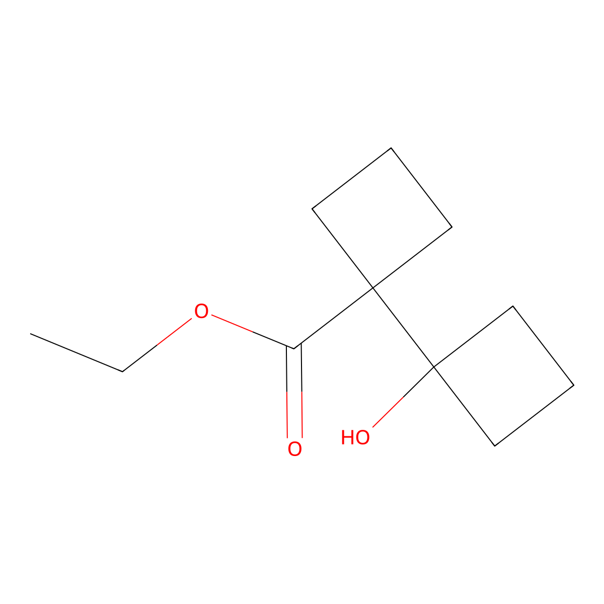 Ethyl 1'-hydroxy-[1,1'-bi(cyclobutane)]-1-carboxylate molecular structure, CAS 2172493-66-0