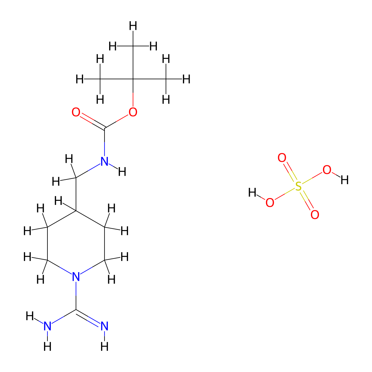 sulfuric acid; tert-butyl N-((1-carbamimidoylpiperidin-4-yl)methyl)carbamate molecular structure, CAS 2172493-89-7