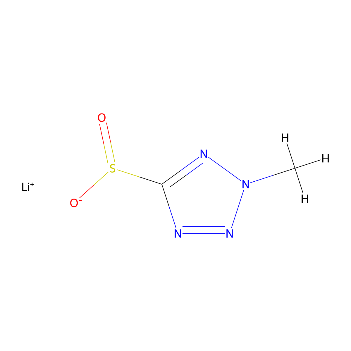 lithium(1+) ion 2-methyl-2H-1,2,3,4-tetrazole-5-sulfinate molecular structure, CAS 2172495-41-7
