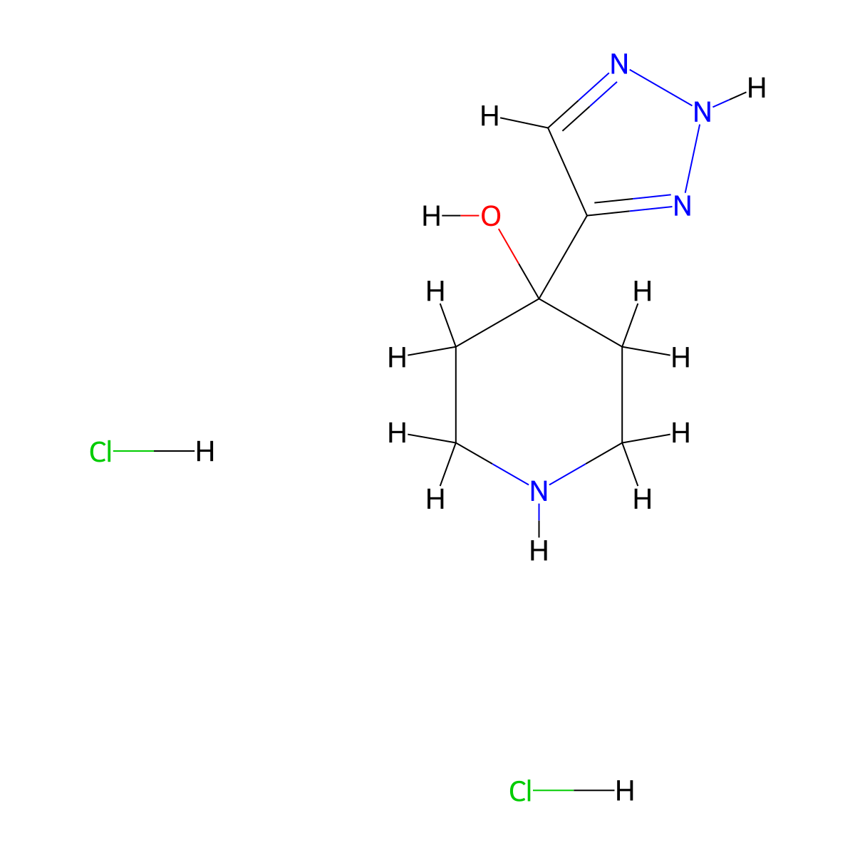 4-(1H-1,2,3-triazol-4-yl)piperidin-4-ol dihydrochloride molecular structure, CAS 2172496-23-8