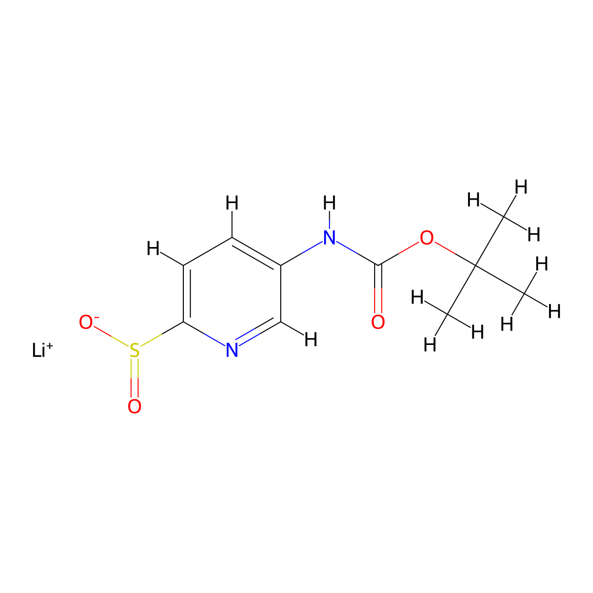 Lithium(1+) ion 5-{[(tert-butoxy)carbonyl]amino}pyridine-2-sulfinate molecular structure, CAS 2172496-82-9