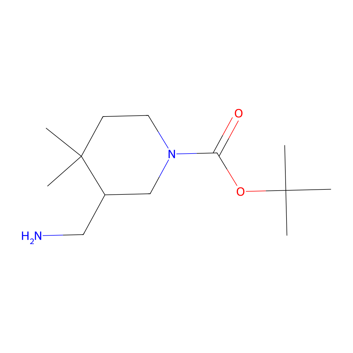tert-Butyl 3-(aminomethyl)-4,4-dimethylpiperidine-1-carboxylate molecular structure, CAS 2172497-74-2