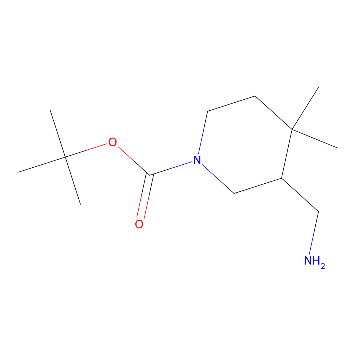tert-Butyl 3-(aminomethyl)-4,4-dimethylpiperidine-1-carboxylate molecular structure, CAS 2172497-74-2