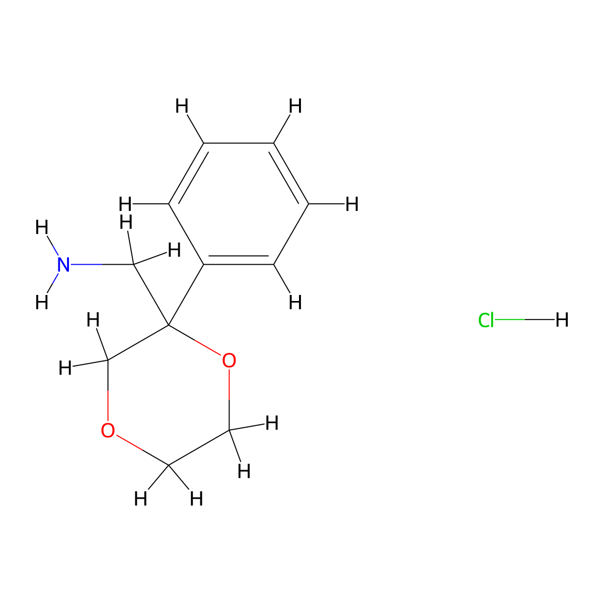 (2-Phenyl-1,4-dioxan-2-yl)methanamine hydrochloride molecular structure, CAS 2172498-88-1