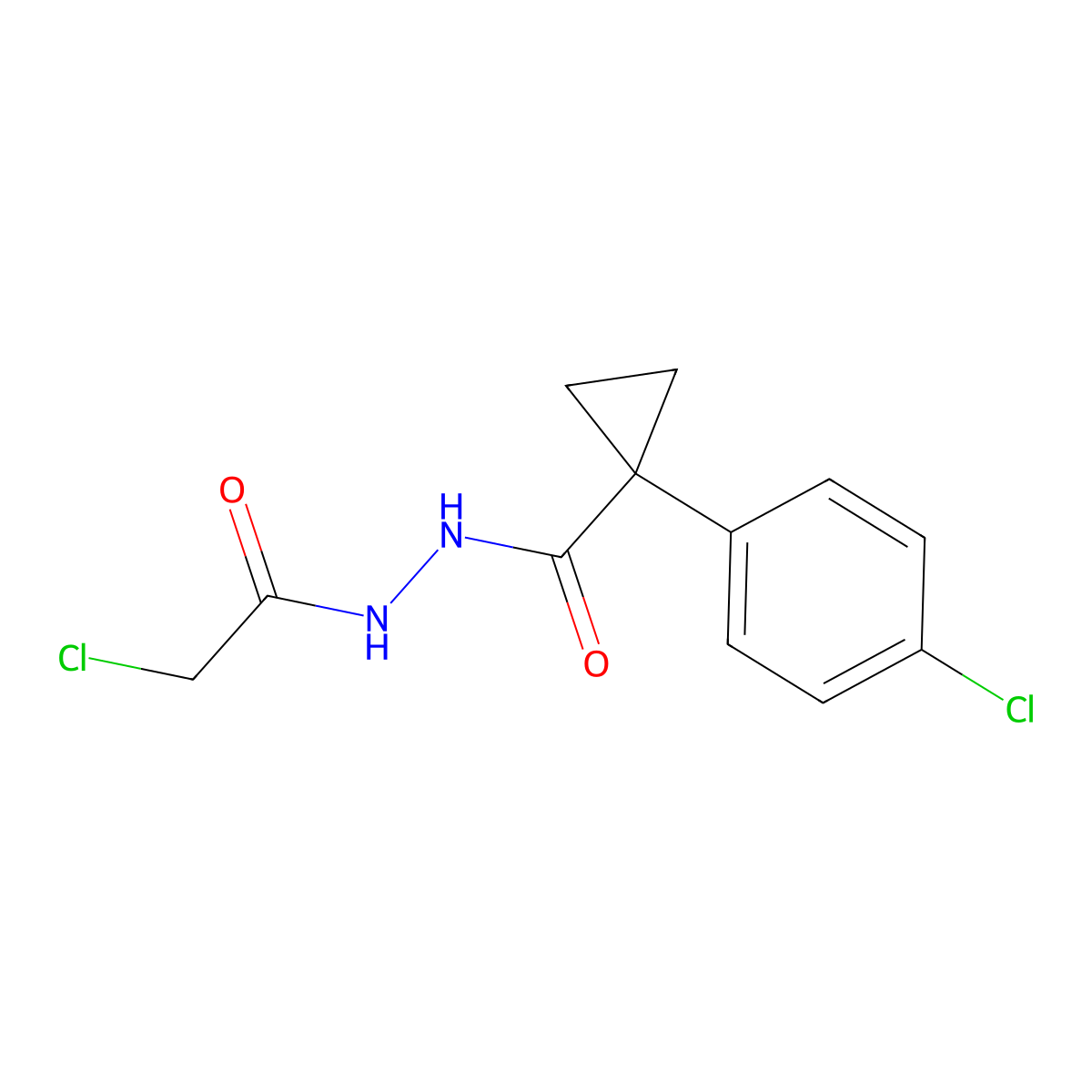 N'-(2-Chloroacetyl)-1-(4-chlorophenyl)cyclopropane-1-carbohydrazide molecular structure, CAS 2172499-19-1