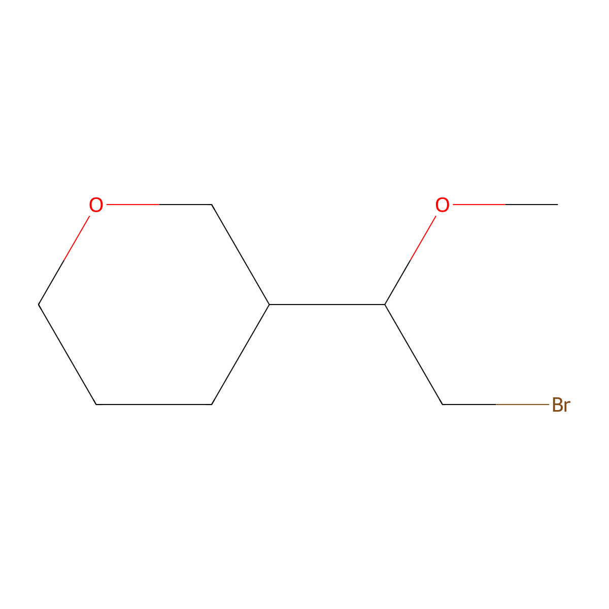 3-(2-Bromo-1-methoxyethyl)oxane molecular structure, CAS 2172499-24-8