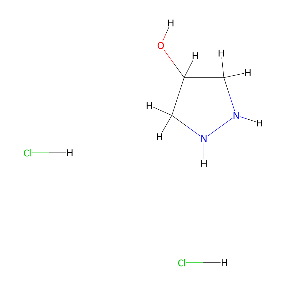 Pyrazolidin-4-ol dihydrochloride molecular structure, CAS 2172503-47-6