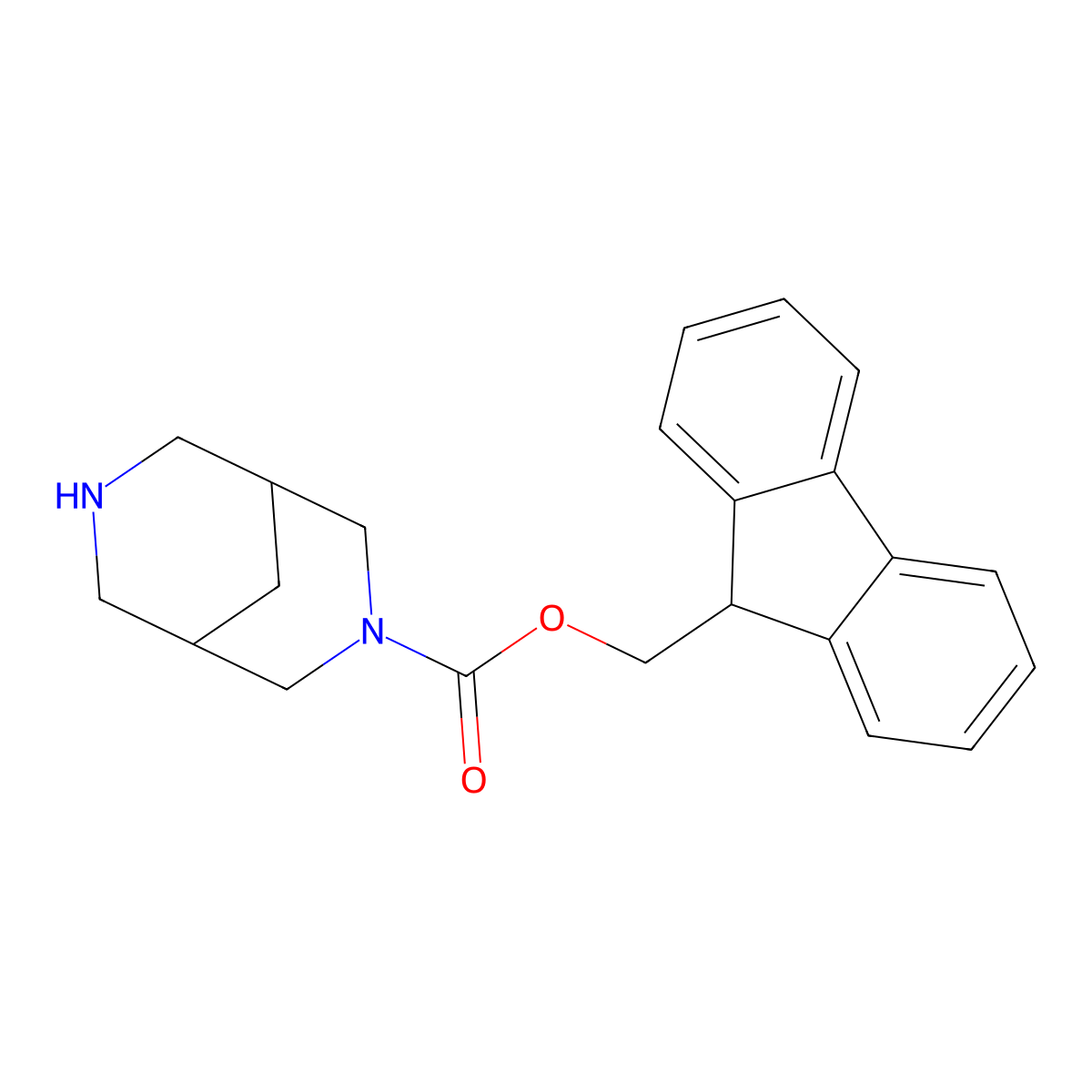 (9H-fluoren-9-yl)methyl 3,7-diazabicyclo[3.3.1]nonane-3-carboxylate molecular structure, CAS 2172505-40-5