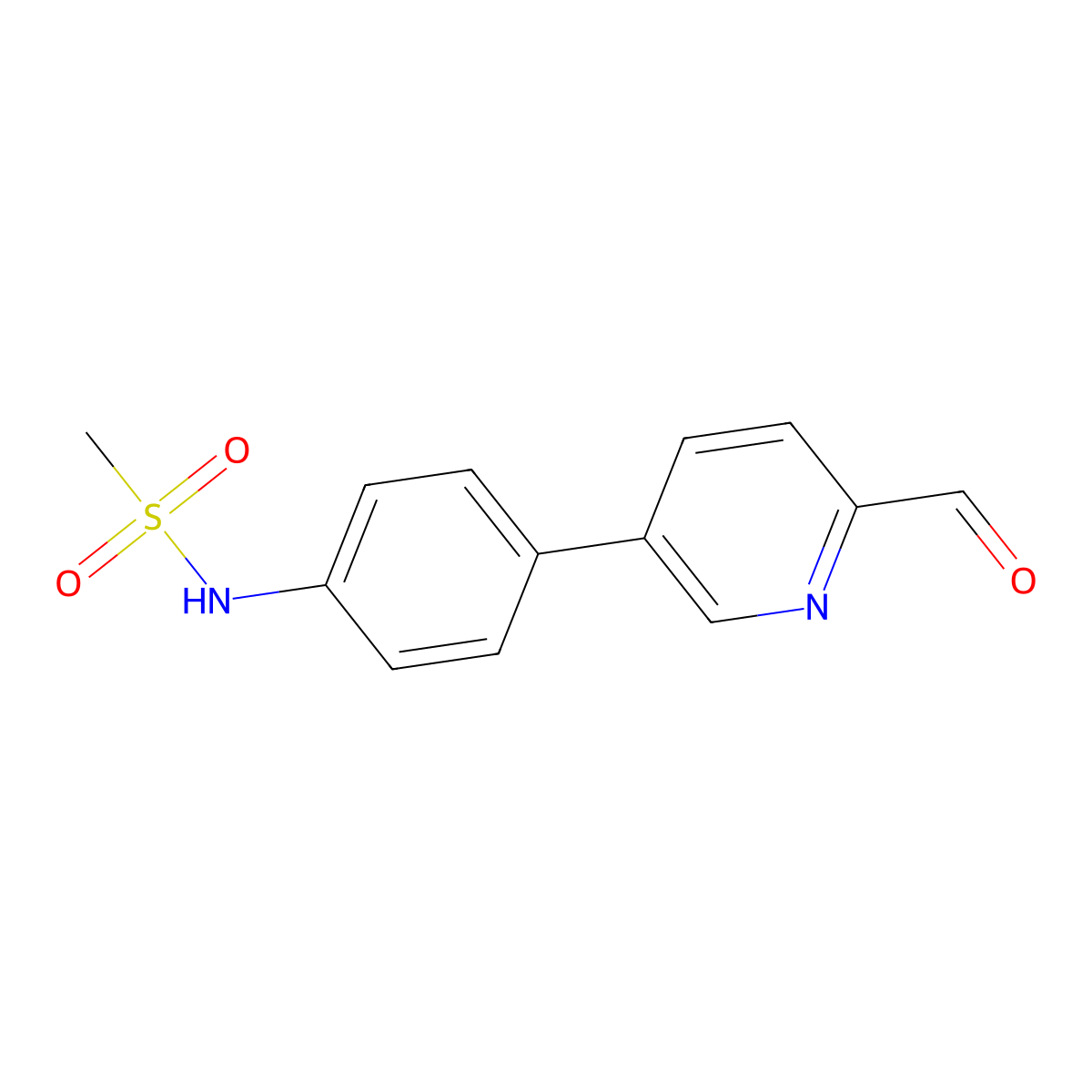 N-[4-(6-formylpyridin-3-yl)phenyl]methanesulfonamide molecular structure, CAS 2172507-45-6