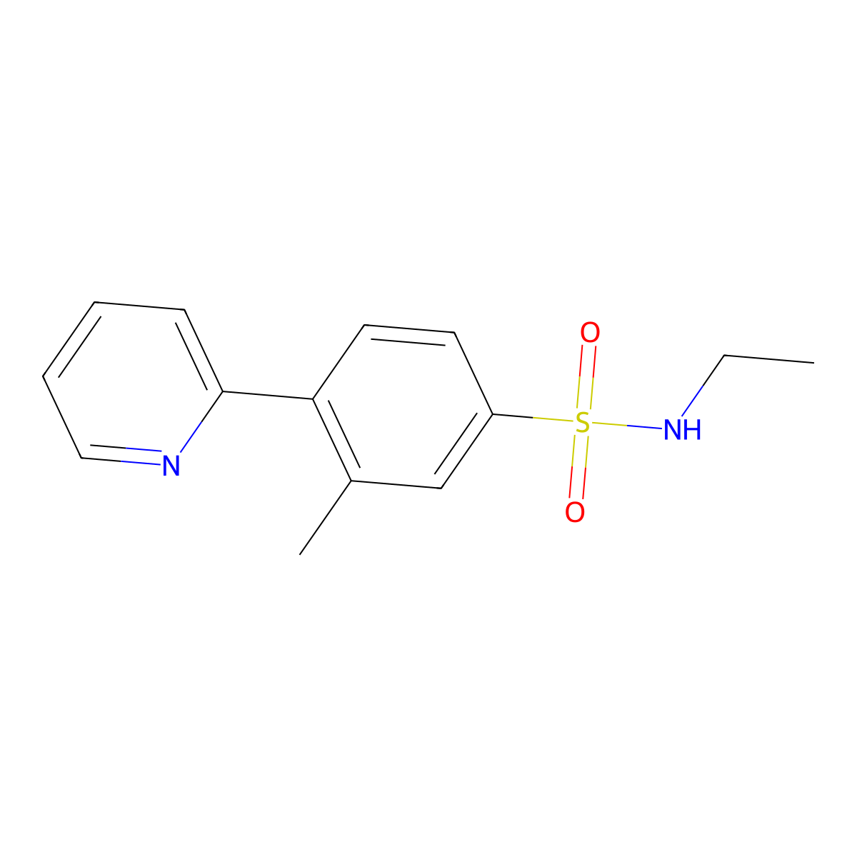N-ethyl-3-methyl-4-(pyridin-2-yl)benzene-1-sulfonamide molecular structure, CAS 2172507-52-5