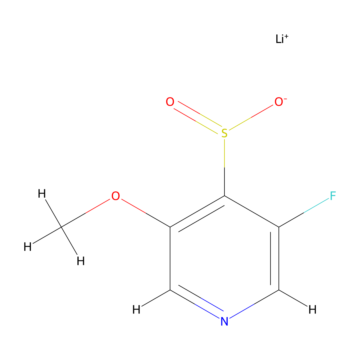 Lithium(1+) ion 3-fluoro-5-methoxypyridine-4-sulfinate molecular structure, CAS 2172508-56-2