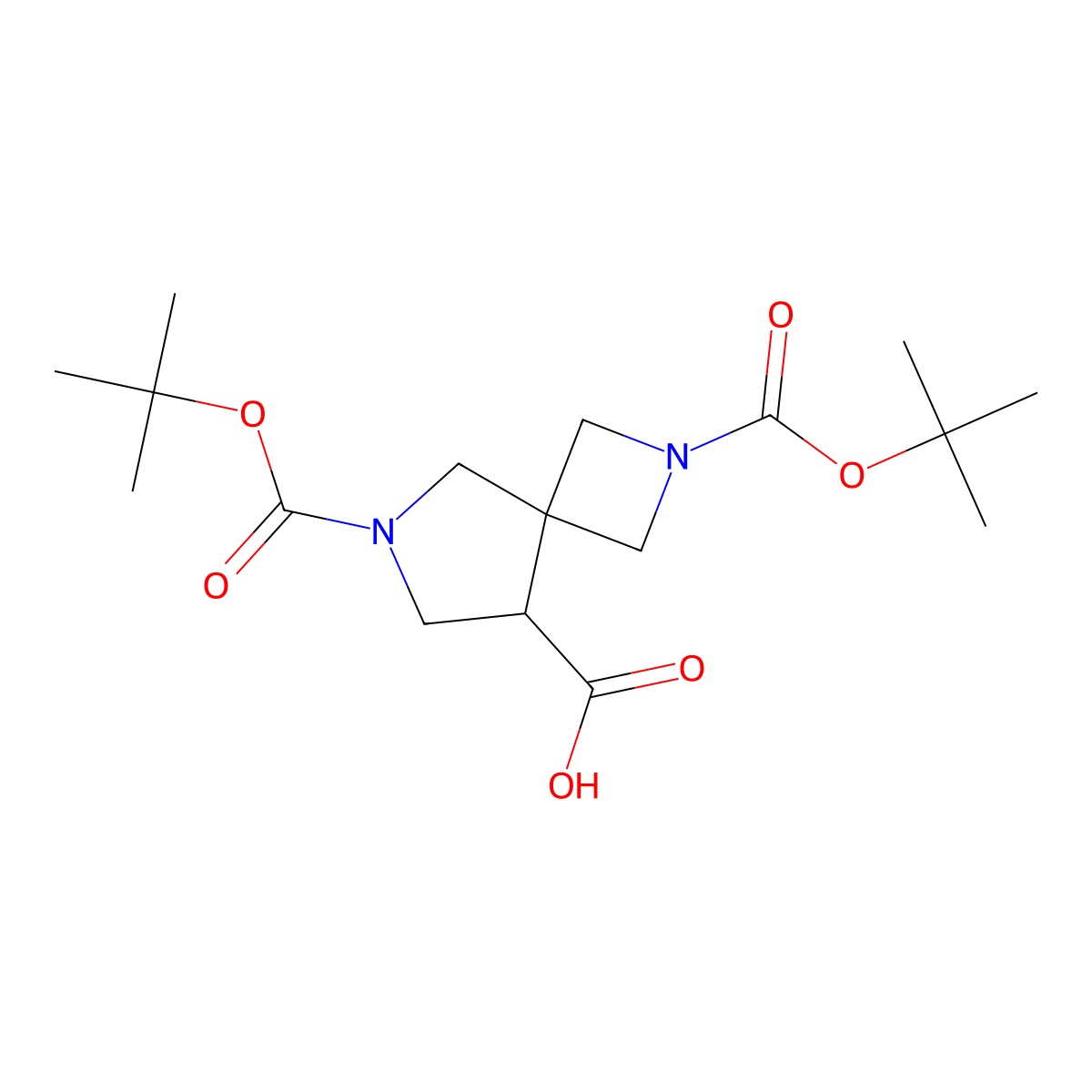 2,6-Bis[(tert-butoxy)carbonyl]-2,6-diazaspiro[3.4]octane-8-carboxylic acid molecular structure, CAS 2172510-15-3