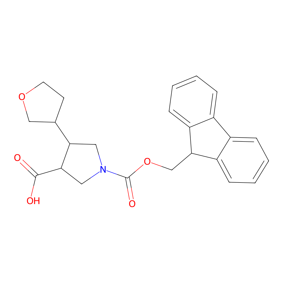 1-{[(9H-fluoren-9-yl)methoxy]carbonyl}-4-(oxolan-3-yl)pyrrolidine-3-carboxylic acid molecular structure, CAS 2172510-37-9