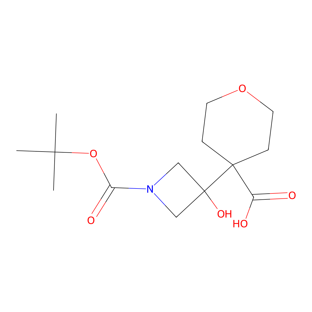 4-{1-[(Tert-butoxy)carbonyl]-3-hydroxyazetidin-3-yl}oxane-4-carboxylic acid molecular structure, CAS 2172511-80-5