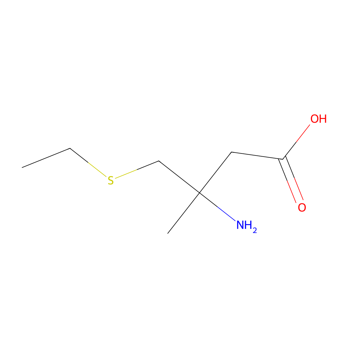 3-Amino-4-(ethylsulfanyl)-3-methylbutanoic acid molecular structure, CAS 2172513-17-4