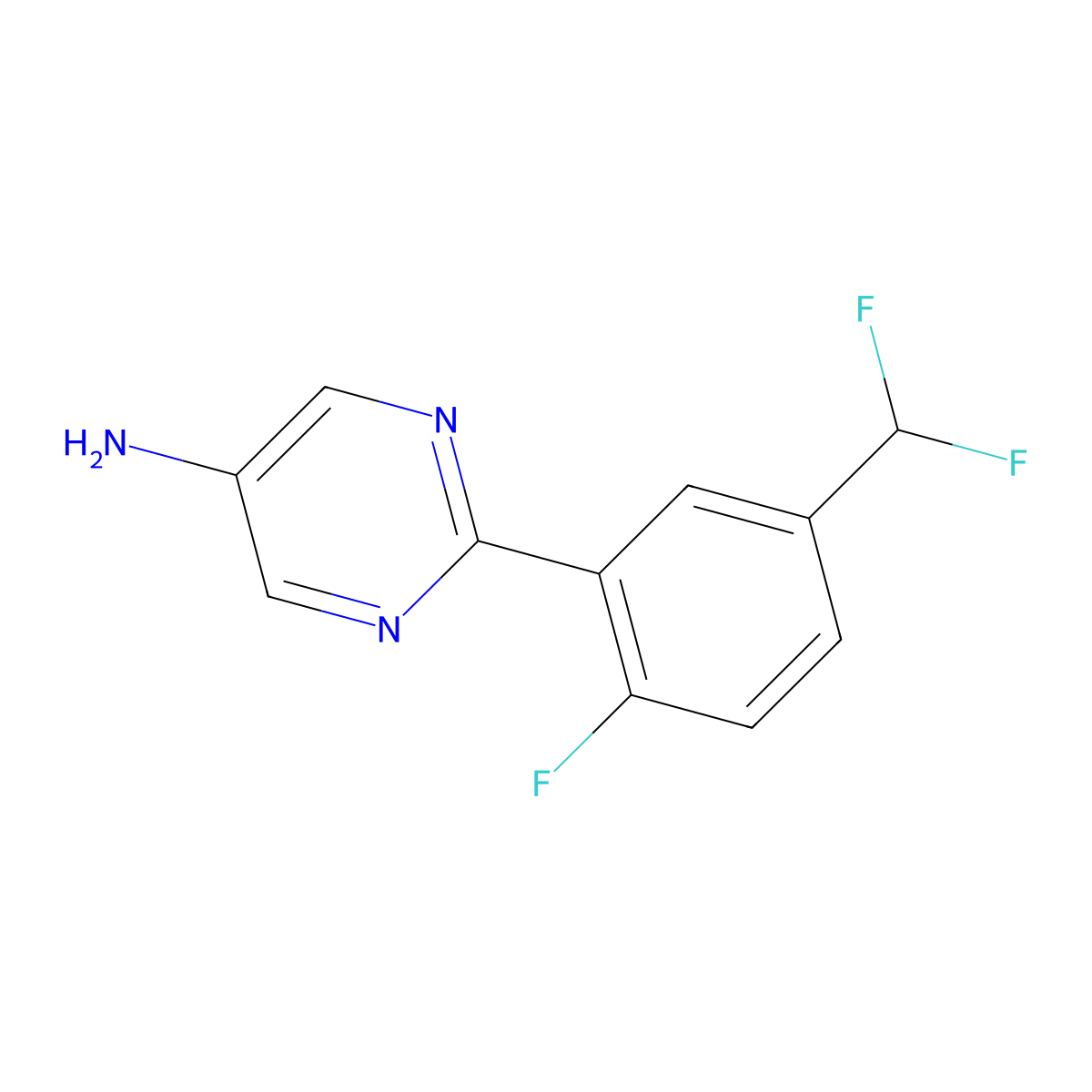 2-[5-(Difluoromethyl)-2-fluorophenyl]pyrimidin-5-amine molecular structure, CAS 2172513-62-9