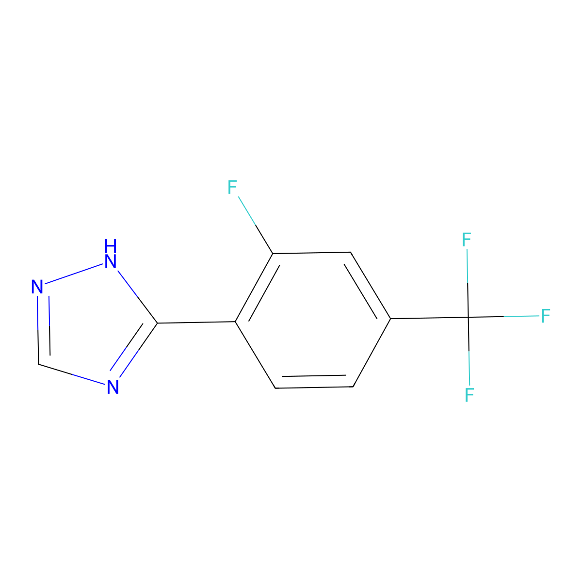 3-[2-fluoro-4-(trifluoromethyl)phenyl]-1H-1,2,4-triazole molecular structure, CAS 2172517-97-2
