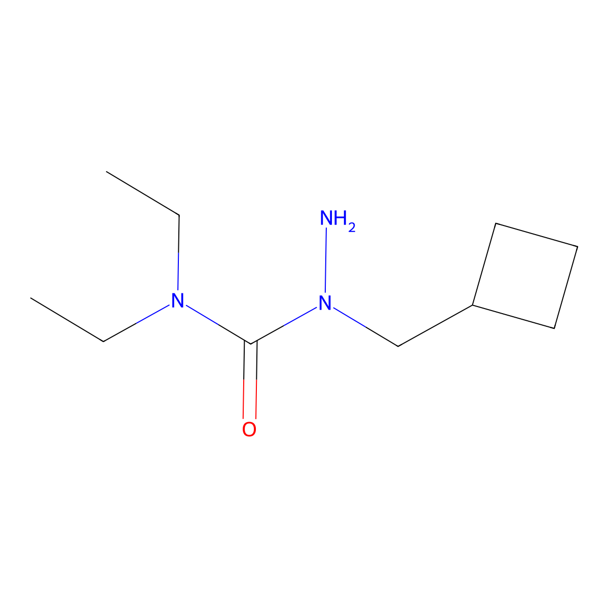 1-Amino-1-(cyclobutylmethyl)-3,3-diethylurea molecular structure, CAS 2172518-08-8