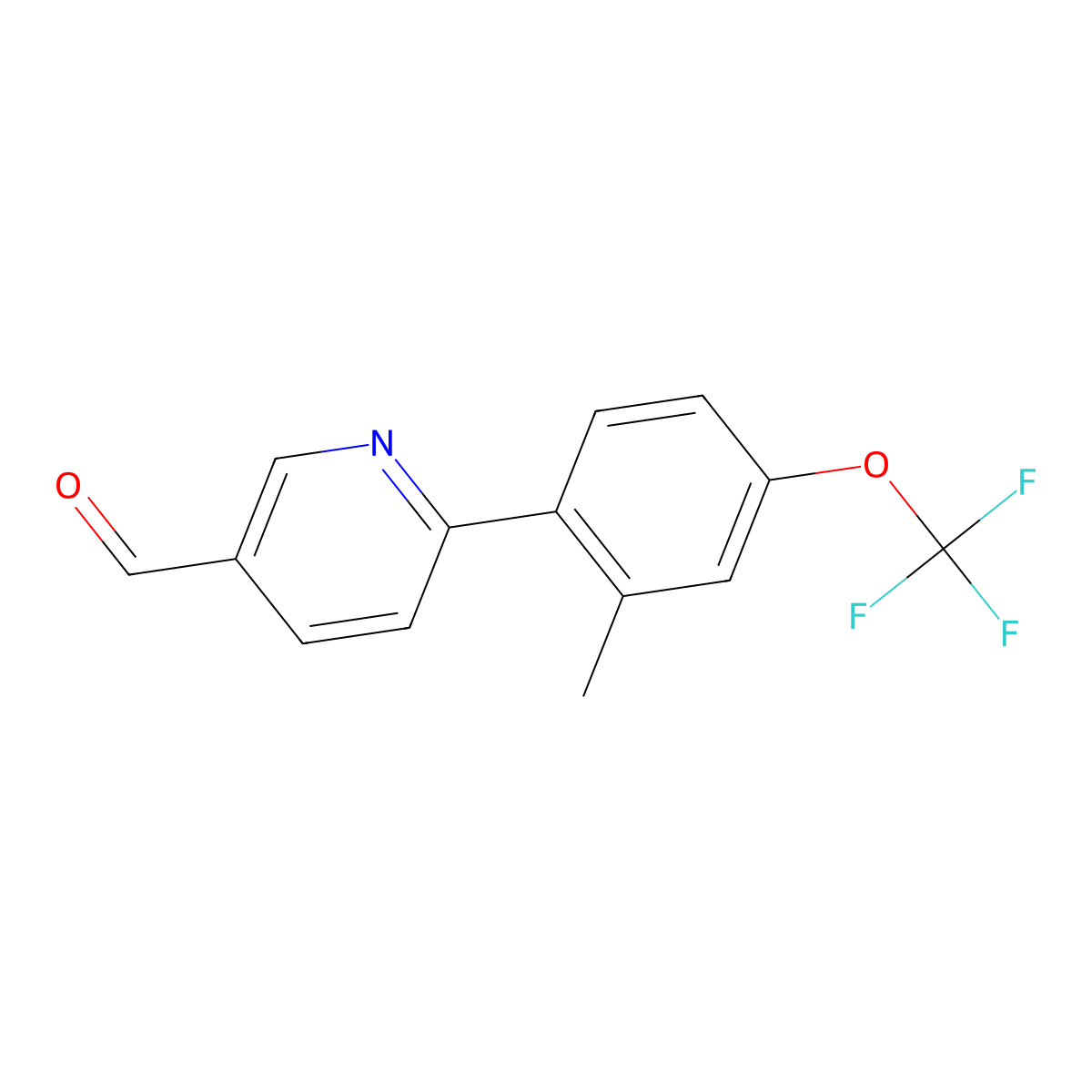 6-[2-Methyl-4-(trifluoromethoxy)phenyl]pyridine-3-carbaldehyde molecular structure, CAS 2172518-11-3