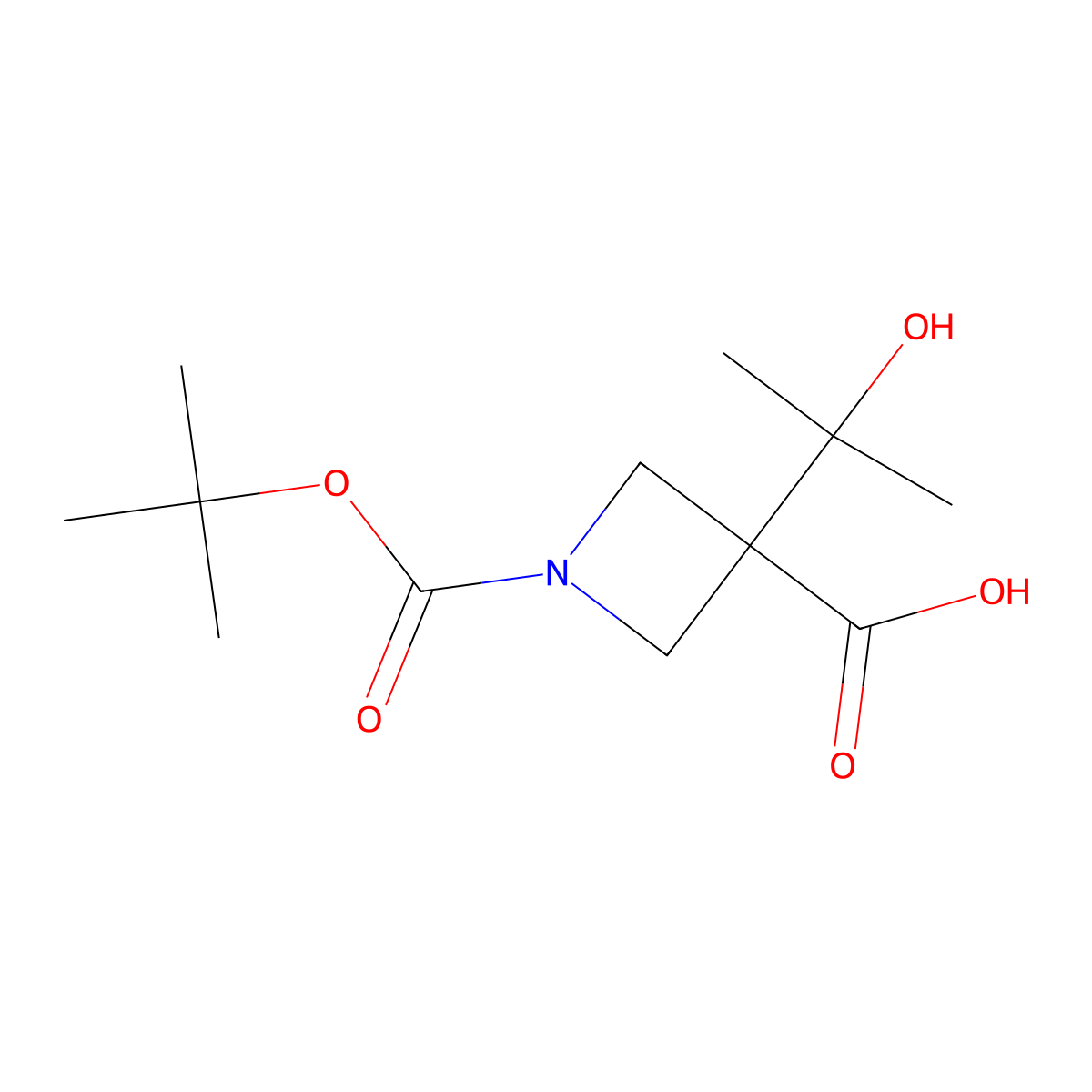 1-[(Tert-butoxy)carbonyl]-3-(2-hydroxypropan-2-yl)azetidine-3-carboxylic acid molecular structure, CAS 2172519-13-8