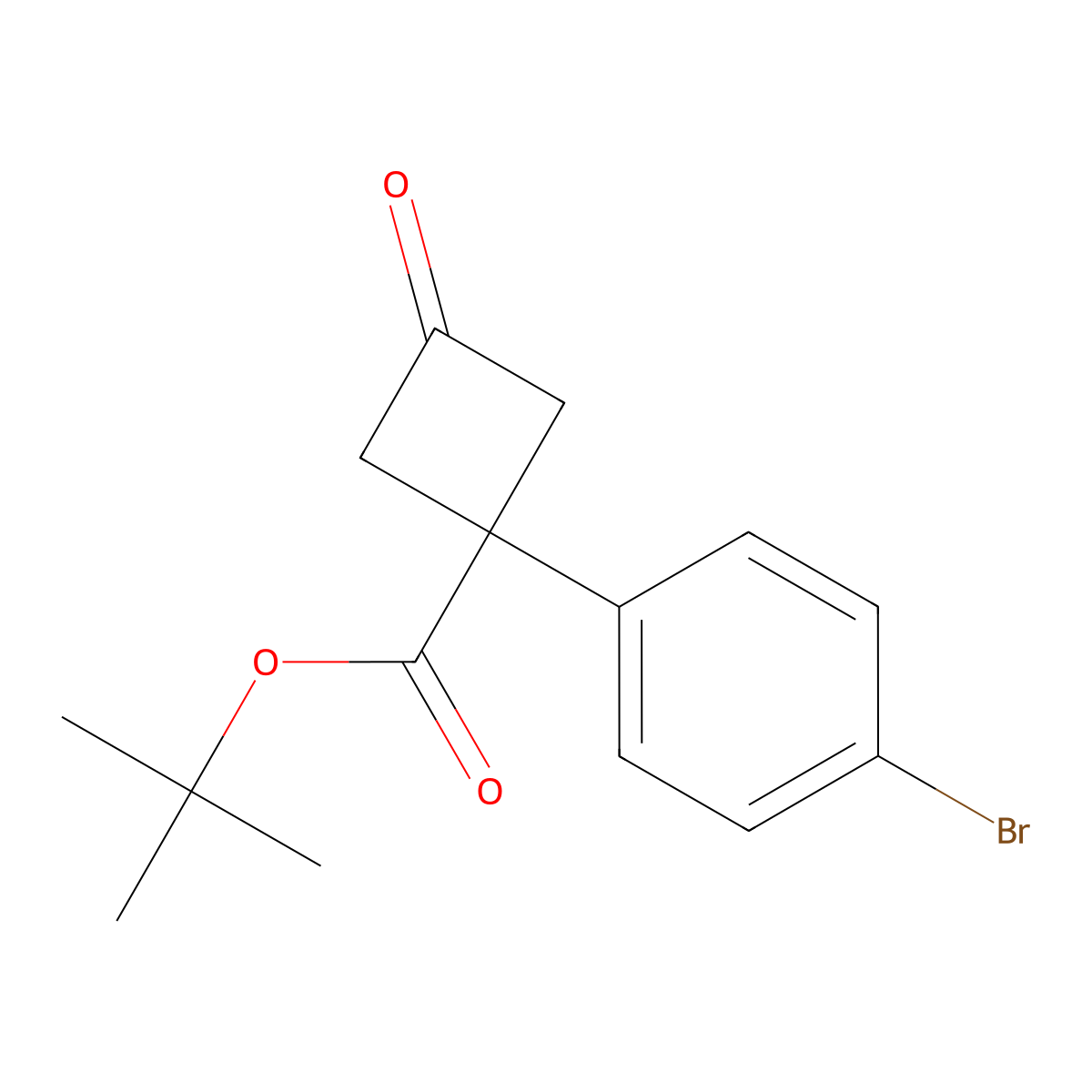 Tert-butyl 1-(4-bromophenyl)-3-oxocyclobutane-1-carboxylate molecular structure, CAS 2172519-96-7