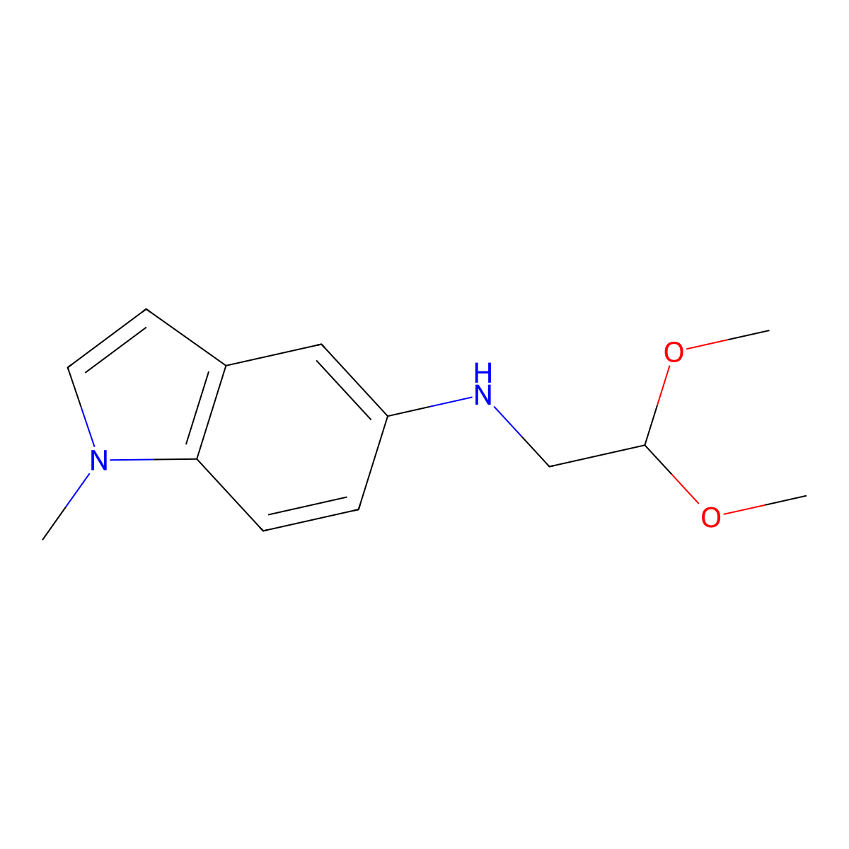 N-(2,2-dimethoxyethyl)-1-methyl-1H-indol-5-amine molecular structure, CAS 2172521-33-2
