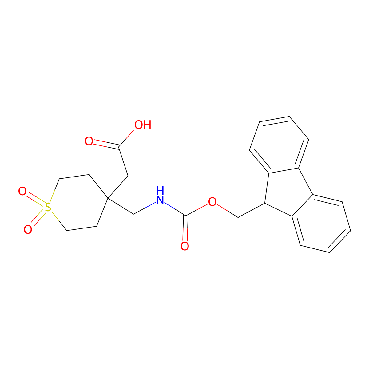 2-{4-[({[(9H-fluoren-9-yl)methoxy]carbonyl}amino)methyl]-1,1-dioxo-1lambda6-thian-4-yl}acetic acid molecular structure, CAS 2172524-11-5