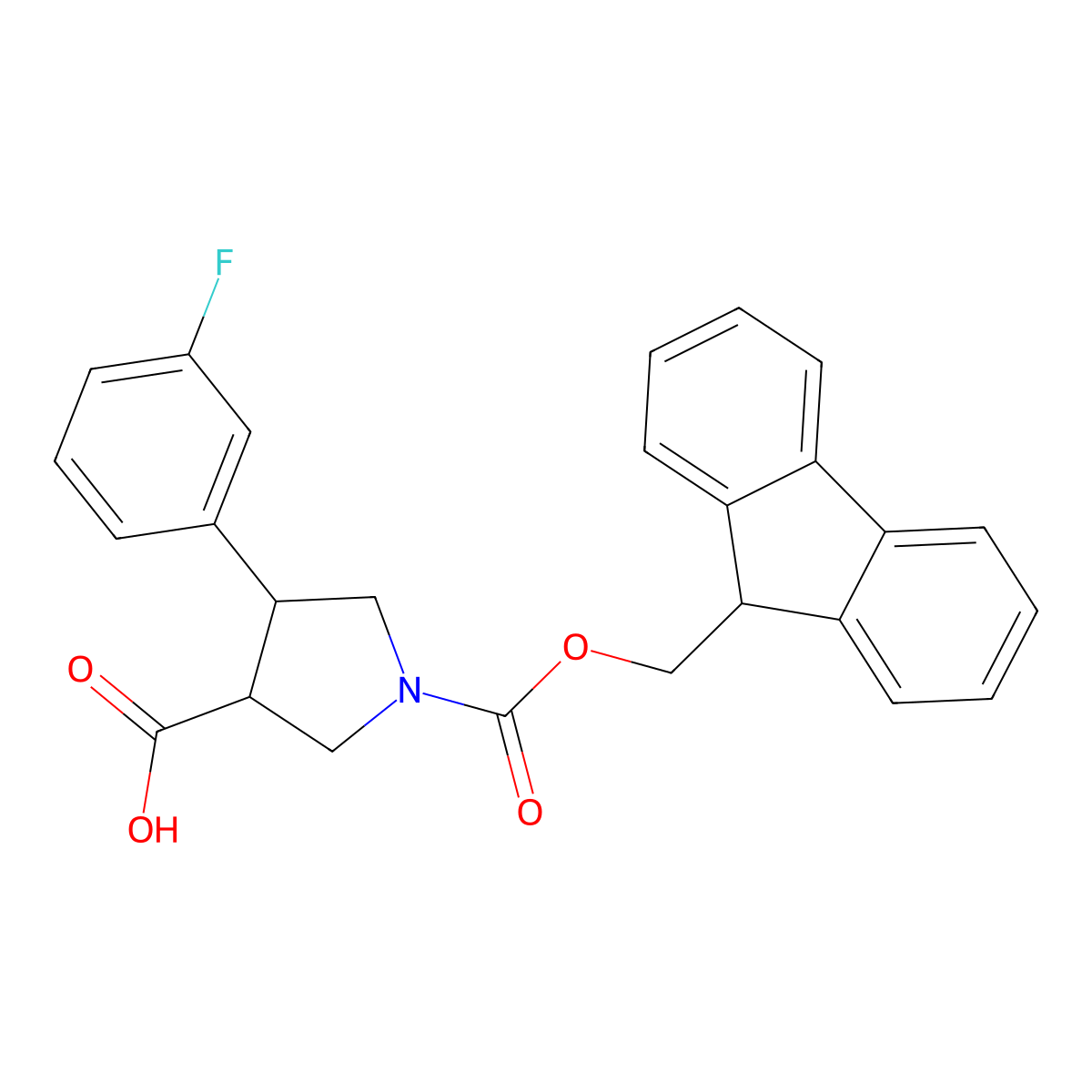 1-{[(9H-fluoren-9-yl)methoxy]carbonyl}-4-(3-fluorophenyl)pyrrolidine-3-carboxylic acid molecular structure, CAS 2172525-45-8