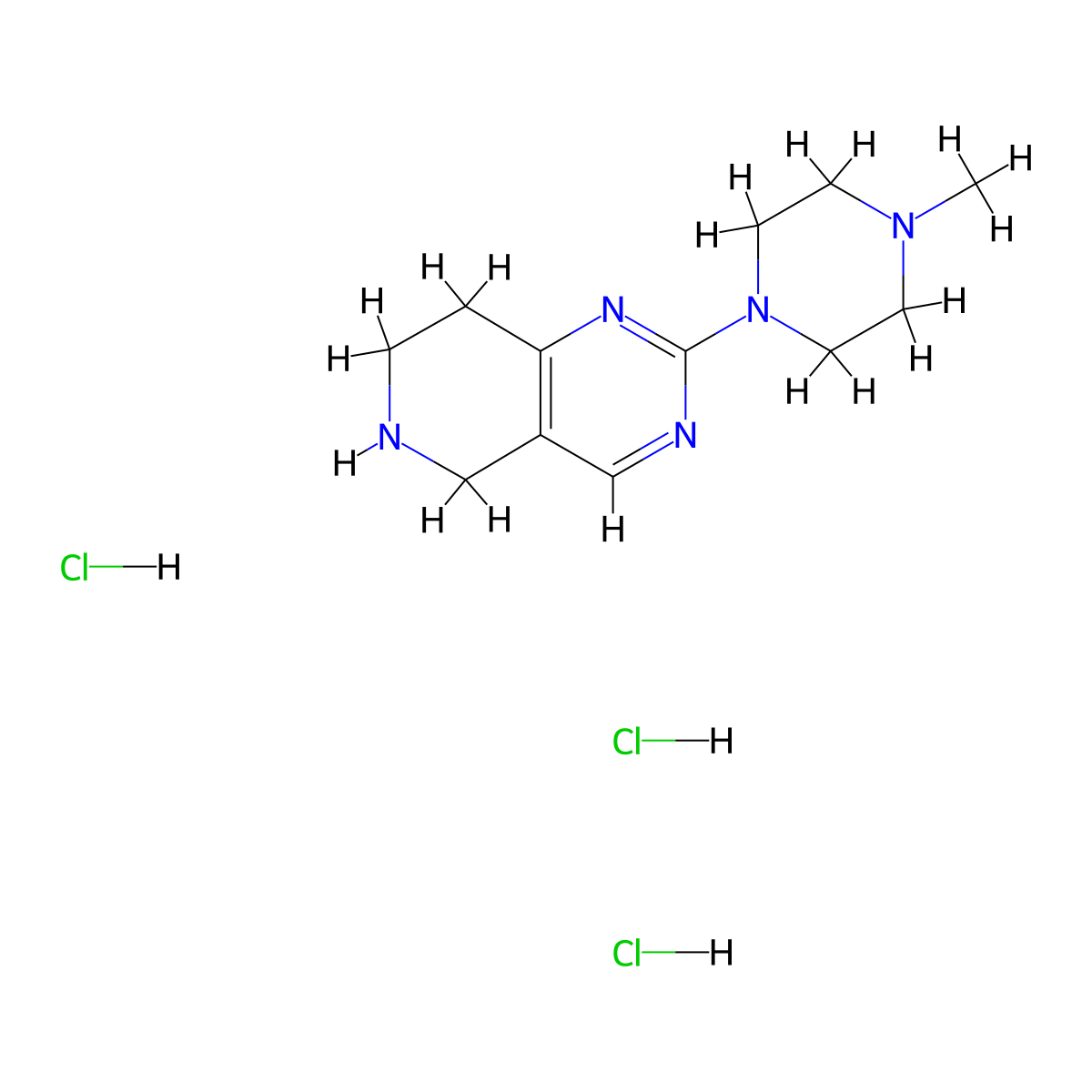 1-methyl-4-{5H,6H,7H,8H-pyrido[4,3-d]pyrimidin-2-yl}piperazine trihydrochloride molecular structure, CAS 2172525-68-5