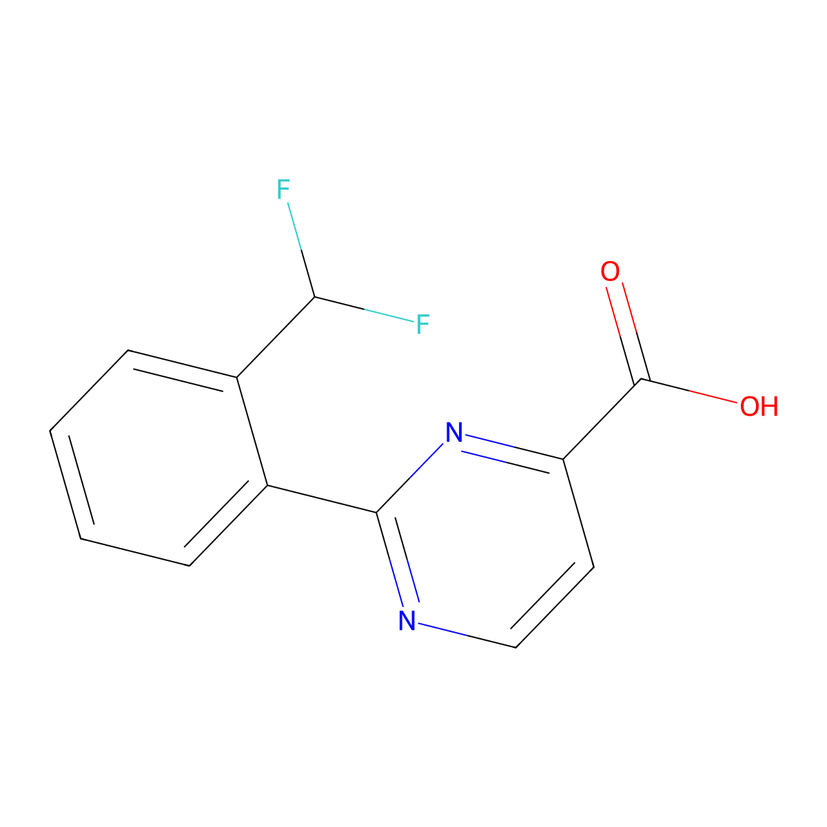 2-[2-(Difluoromethyl)phenyl]pyrimidine-4-carboxylic acid molecular structure, CAS 2172526-33-7