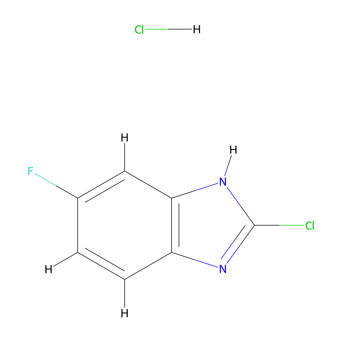 2-Chloro-6-fluoro-1h-1,3-benzodiazole hydrochloride molecular structure, CAS 2172528-12-8