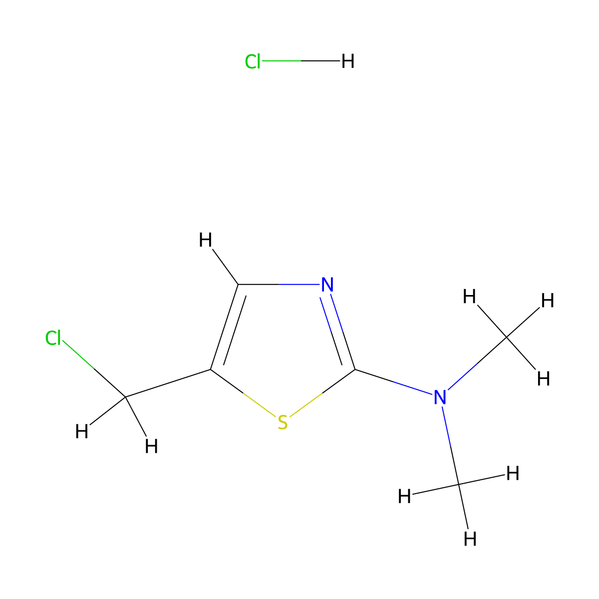 5-(chloromethyl)-N,N-dimethyl-1,3-thiazol-2-amine hydrochloride molecular structure, CAS 2172528-27-5