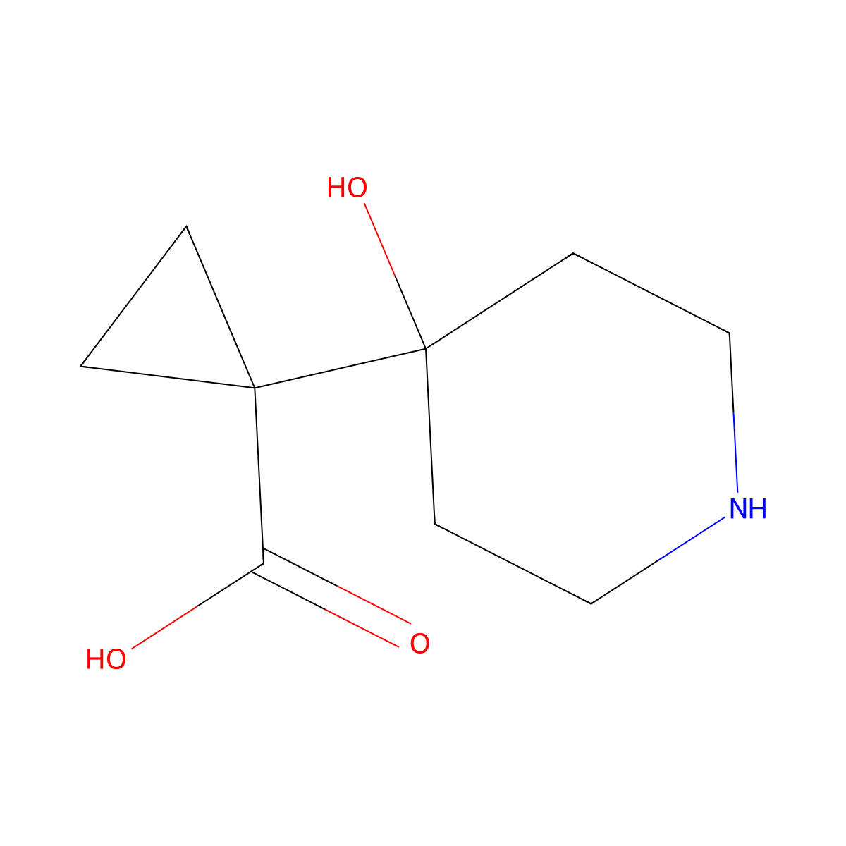 1-(4-Hydroxypiperidin-4-yl)cyclopropane-1-carboxylic acid molecular structure, CAS 2172528-44-6