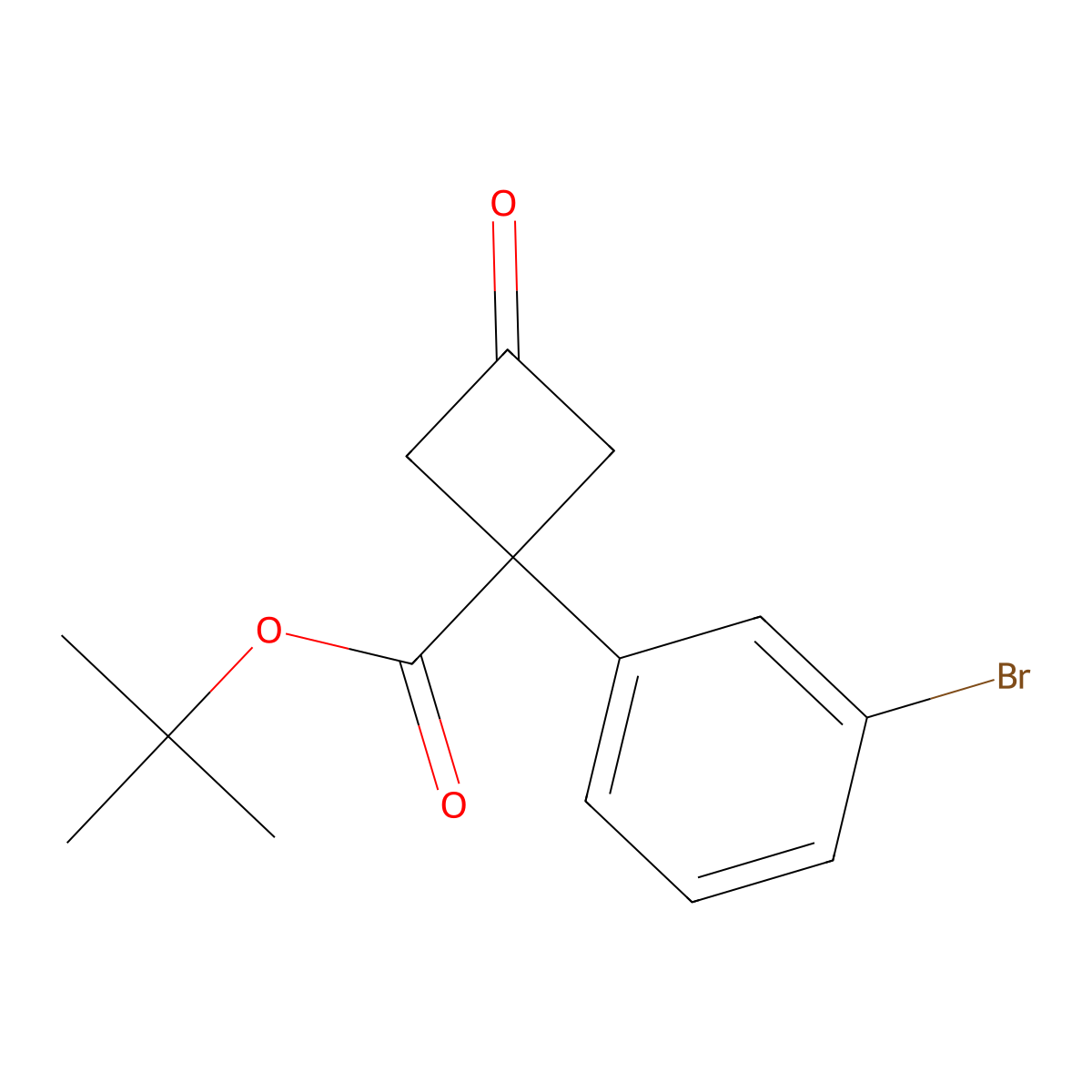 Tert-butyl 1-(3-bromophenyl)-3-oxocyclobutane-1-carboxylate molecular structure, CAS 2172531-04-1