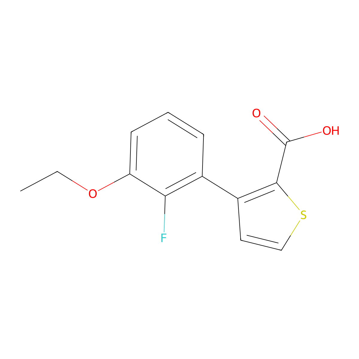 3-(3-Ethoxy-2-fluorophenyl)thiophene-2-carboxylic acid molecular structure, CAS 2172535-02-1