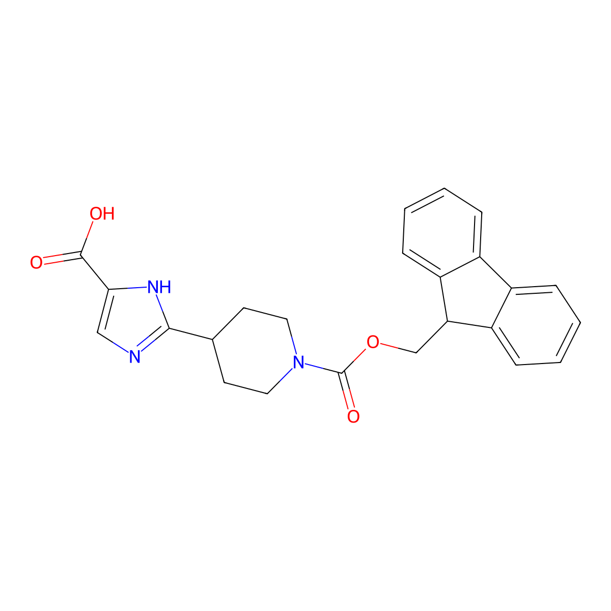 2-(1-{[(9H-fluoren-9-yl)methoxy]carbonyl}piperidin-4-yl)-1H-imidazole-4-carboxylic acid molecular structure, CAS 2172537-48-1