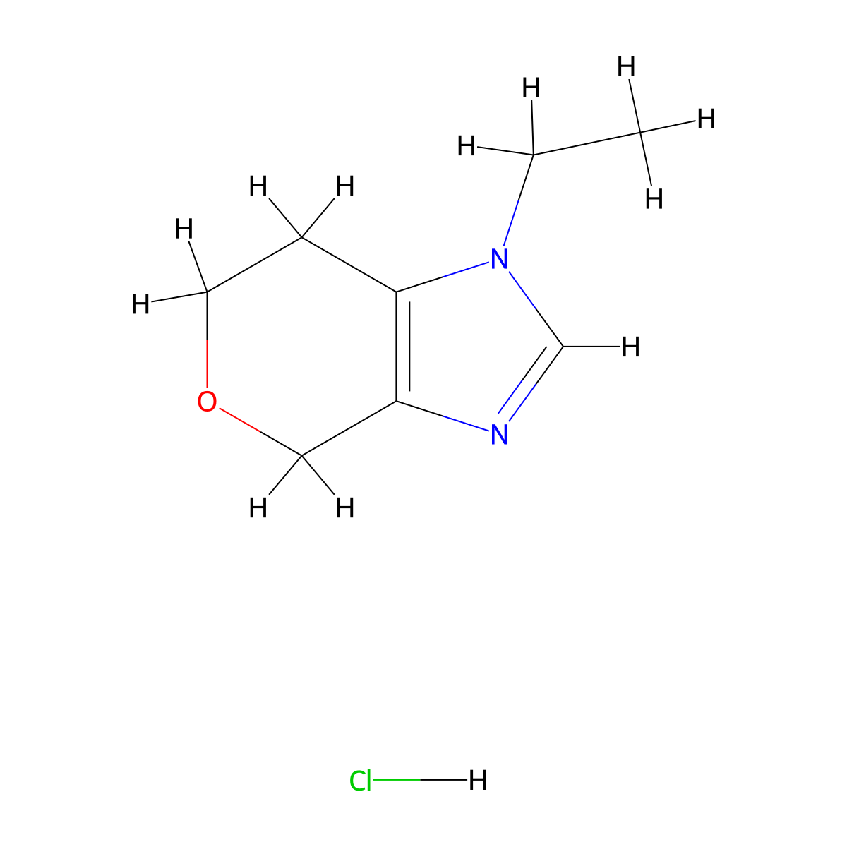 1-Ethyl-1h,4h,6h,7h-pyrano[3,4-d]imidazole hydrochloride molecular structure, CAS 2172537-68-5