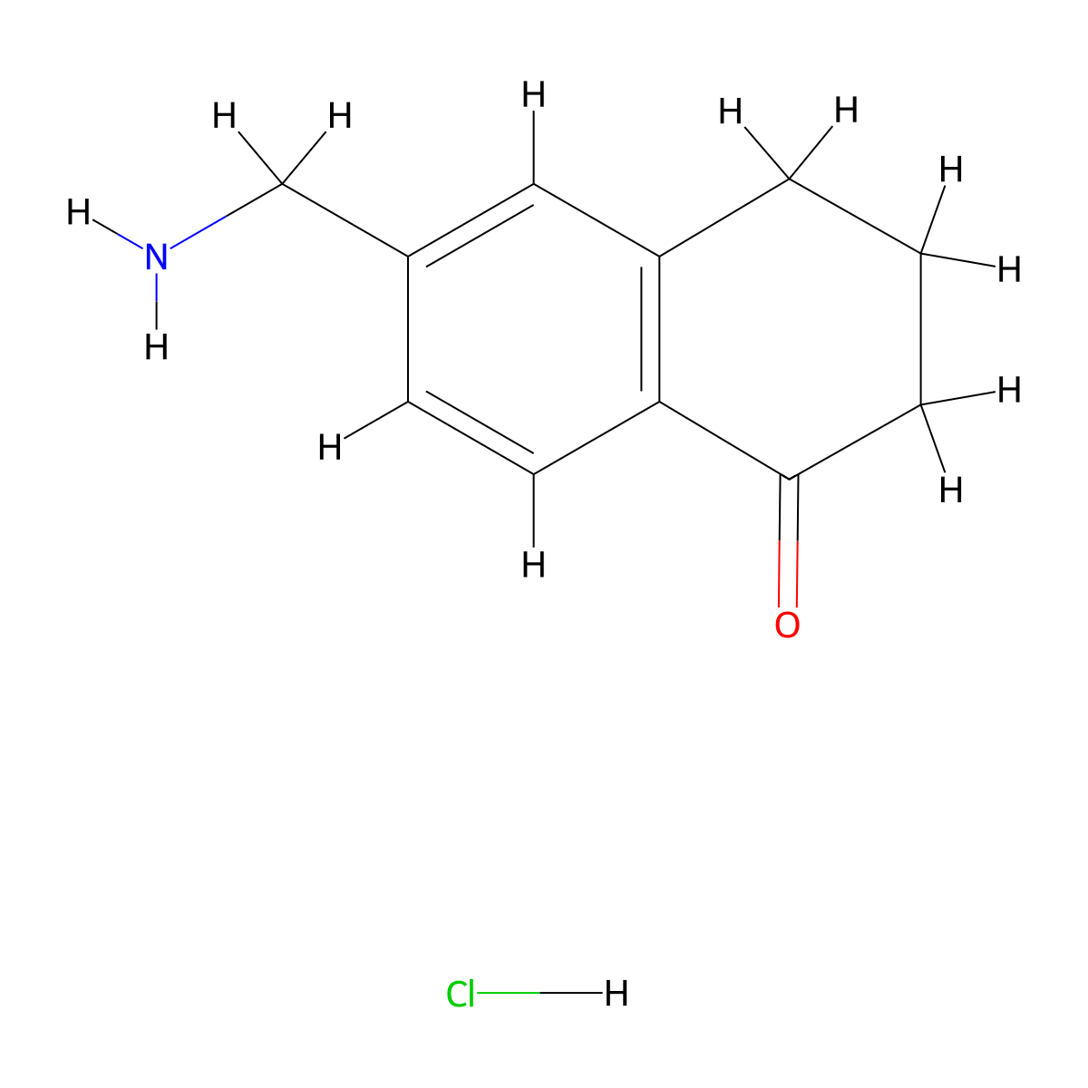 6-(Aminomethyl)-1,2,3,4-tetrahydronaphthalen-1-one hydrochloride molecular structure, CAS 2172539-67-0