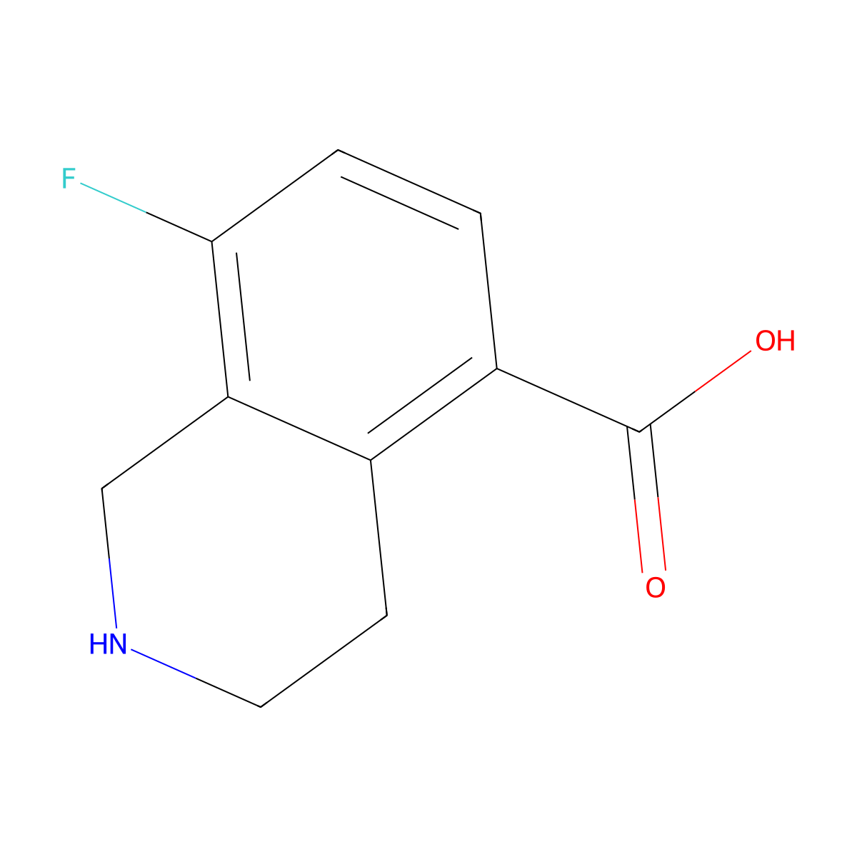 8-Fluoro-1,2,3,4-tetrahydroisoquinoline-5-carboxylic acid molecular structure, CAS 2172539-74-9