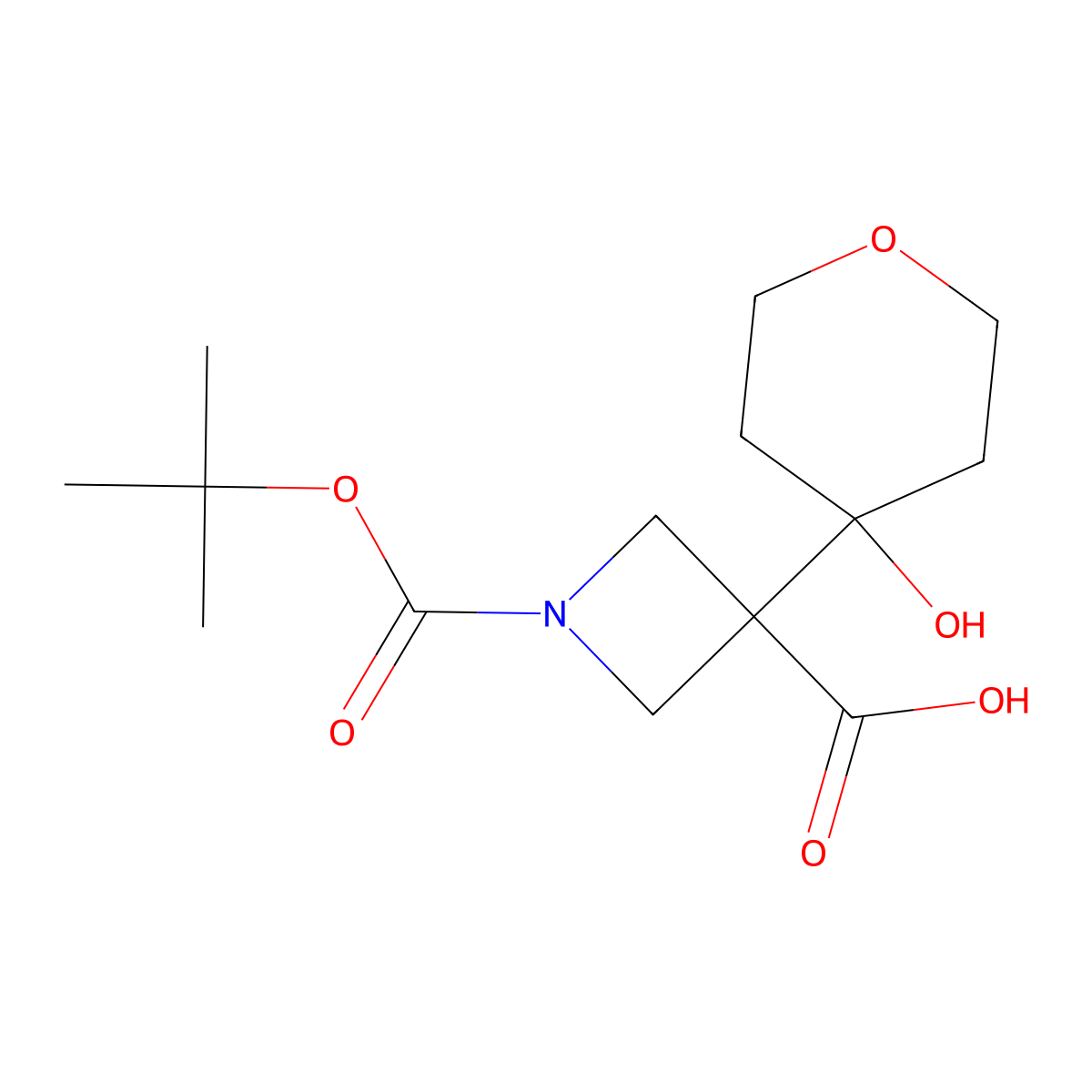 1-[(Tert-butoxy)carbonyl]-3-(4-hydroxyoxan-4-yl)azetidine-3-carboxylic acid molecular structure, CAS 2172541-11-4